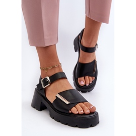 Sandalias de Mujer Fabricadas en Piel Ecológica con Tacón Alto y Plataforma Vinceza 36257 Negro 4