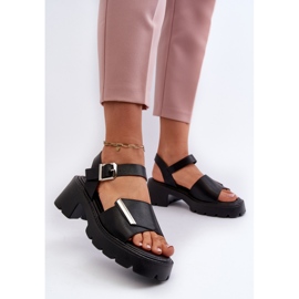 Sandalias de Mujer Fabricadas en Piel Ecológica con Tacón Alto y Plataforma Vinceza 36257 Negro 3