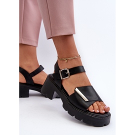 Sandalias de Mujer Fabricadas en Piel Ecológica con Tacón Alto y Plataforma Vinceza 36257 Negro 5