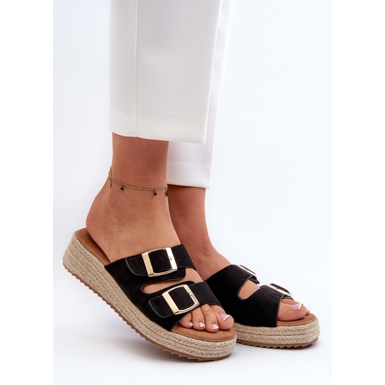 Chanclas de Mujer Con Ante Eco Trenzado Negro Zaloemi 2