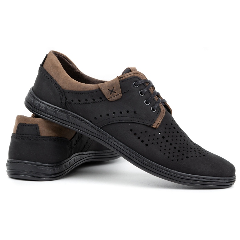 Polbut Zapatos de piel para hombre 402 verano negro con marrón 6 Polbut Zapatos de piel para hombre 402 verano negro con marrón 6
