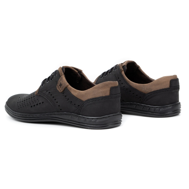 Polbut Zapatos de piel para hombre 402 verano negro con marrón 5