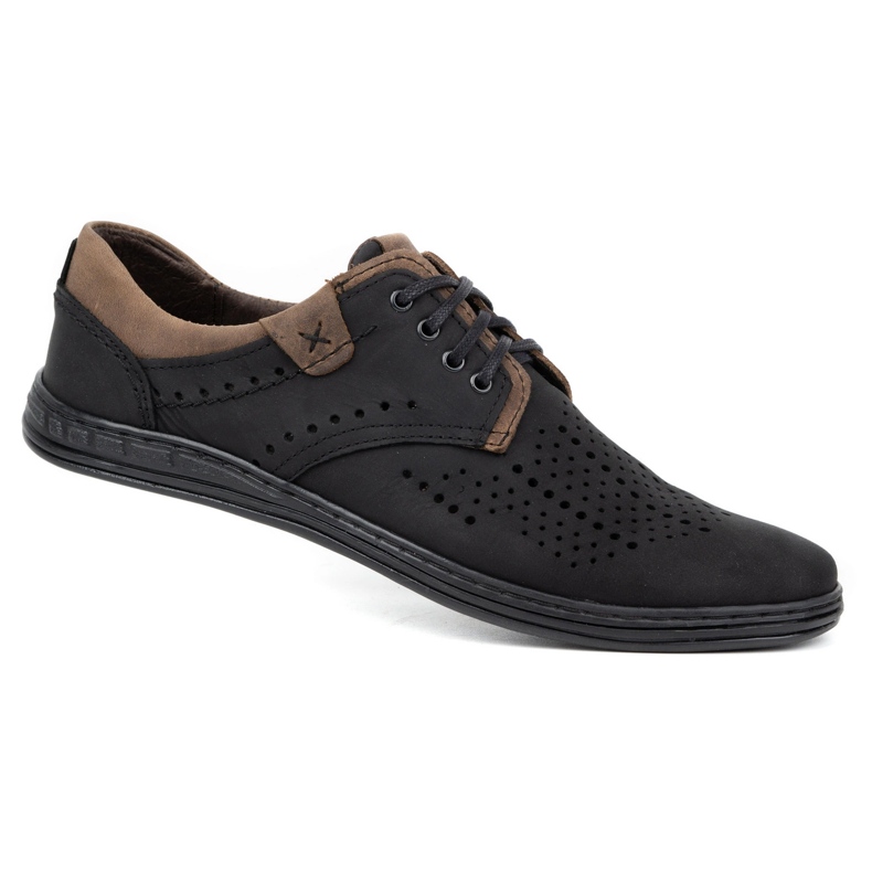 Polbut Zapatos de piel para hombre 402 verano negro con marrón 1 Polbut Zapatos de piel para hombre 402 verano negro con marrón 1