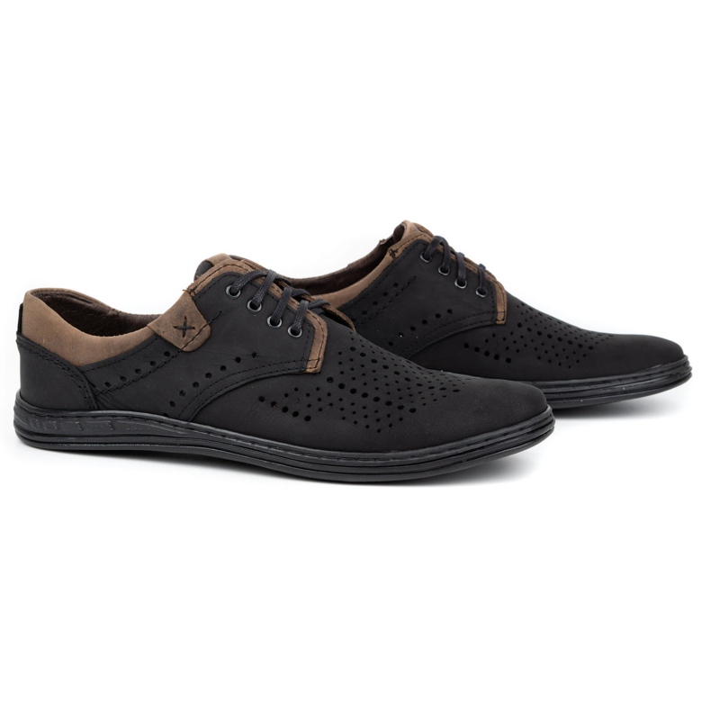 Polbut Zapatos de piel para hombre 402 verano negro con marrón 2