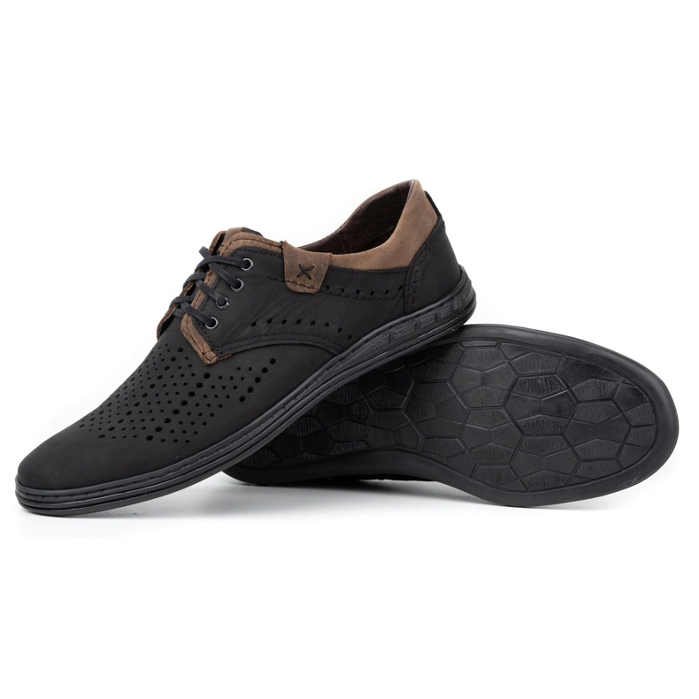 Polbut Zapatos de piel para hombre 402 verano negro con marrón 3 Polbut Zapatos de piel para hombre 402 verano negro con marrón 3