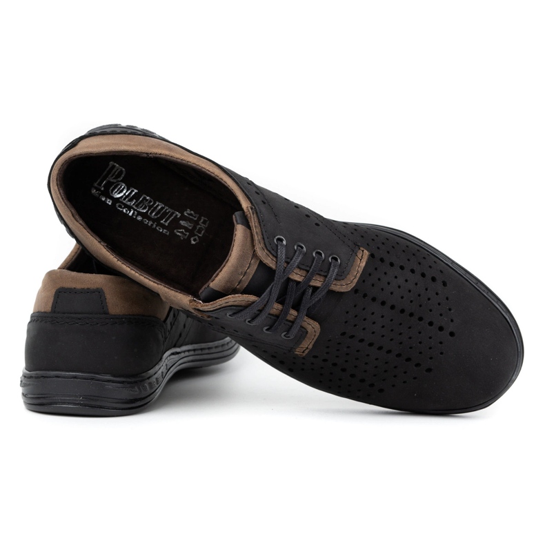 Polbut Zapatos de piel para hombre 402 verano negro con marrón 4 Polbut Zapatos de piel para hombre 402 verano negro con marrón 4