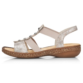 Cómodas sandalias de mujer sin cordones Rieker 62850-90 beige 2