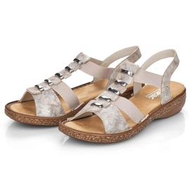 Cómodas sandalias de mujer sin cordones Rieker 62850-90 beige 3