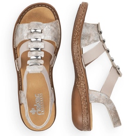 Cómodas sandalias de mujer sin cordones Rieker 62850-90 beige 4