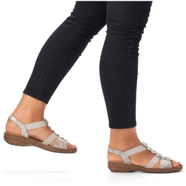 Cómodas sandalias de mujer sin cordones Rieker 62850-90 beige 7