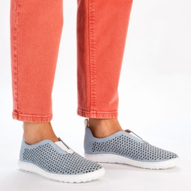 Zapatos slip-on cómodos calados de mujer, azul Rieker 52866-10 5