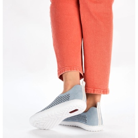 Zapatos slip-on cómodos calados de mujer, azul Rieker 52866-10 7