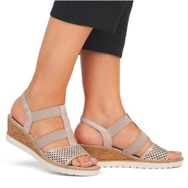 Sandalias slip-on de mujer cómodas con cuña, oro rosa Remonte R6265-31 dorado 4