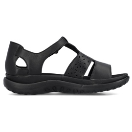 Sandalias mujer cómodas de piel con velcro, negro Rieker 64865-01 19