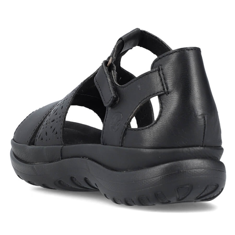 Sandalias mujer cómodas de piel con velcro, negro Rieker 64865-01 1