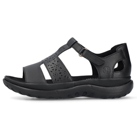 Sandalias mujer cómodas de piel con velcro, negro Rieker 64865-01 4