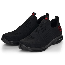 Cómodas zapatillas deportivas slip-on negras para hombre Rieker B7365-00 negro 1