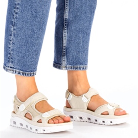 Sandalias mujer cómodas velcro beige Rieker 64074-60 5