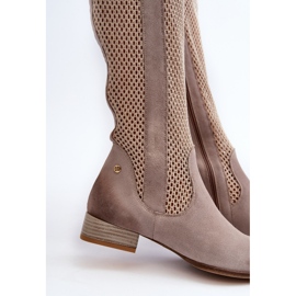 Botas De Mujer Caladas Con Tacón Bajo Confeccionadas En Ante Natural Maciejka 06467-04 Beige 7