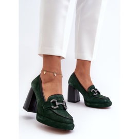 Zapatos de tacón de piel con tacón enorme Laura Messi 2706 Verde oscuro 4