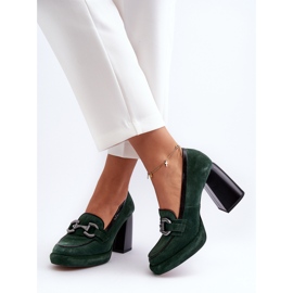 Zapatos de tacón de piel con tacón enorme Laura Messi 2706 Verde oscuro 7
