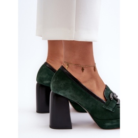Zapatos de tacón de piel con tacón enorme Laura Messi 2706 Verde oscuro 6