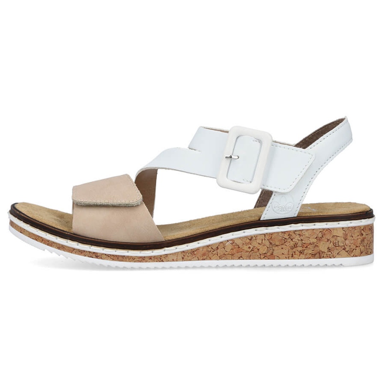 Sandalias combi mujer cómodas con velcro Rieker V3660-60 blanco 2