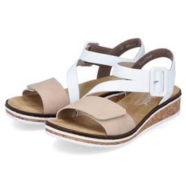 Sandalias combi mujer cómodas con velcro Rieker V3660-60 blanco 3
