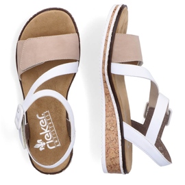 Sandalias combi mujer cómodas con velcro Rieker V3660-60 blanco 6