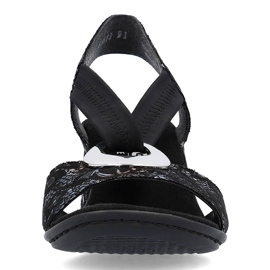 Sandalias de mujer cómodas de tacón con goma elástica, negro Rieker 64683-91 2