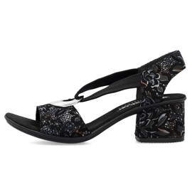 Sandalias de mujer cómodas de tacón con goma elástica, negro Rieker 64683-91 3