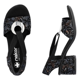 Sandalias de mujer cómodas de tacón con goma elástica, negro Rieker 64683-91 5