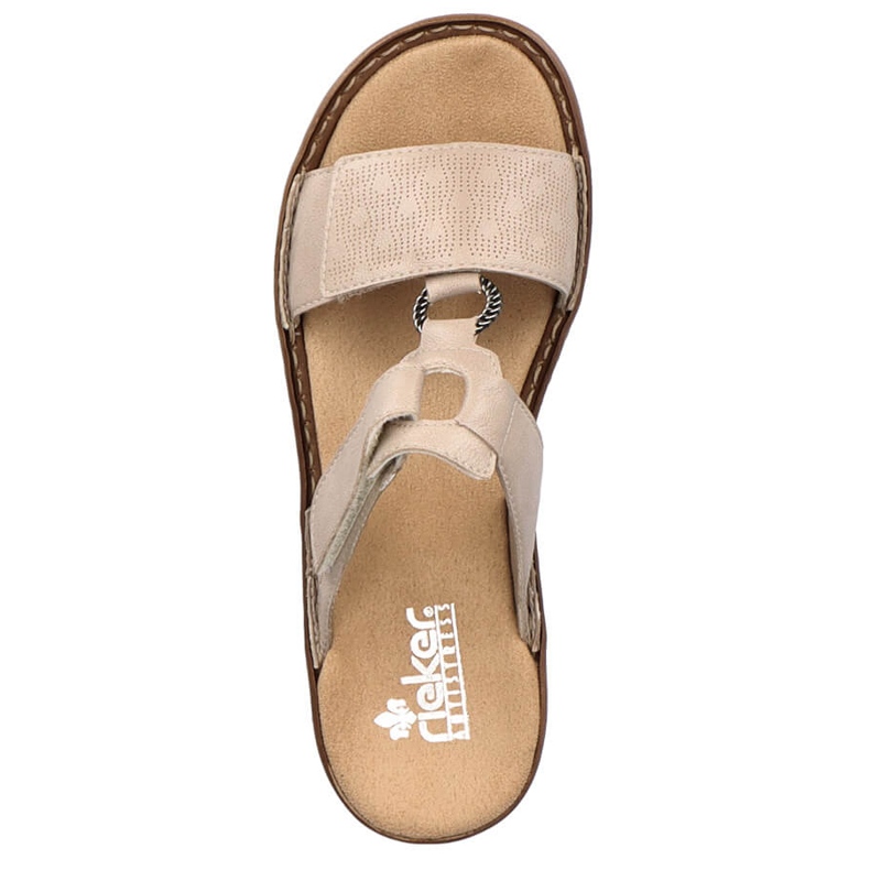 Chanclas cómodas mujer velcro beige Rieker 60885-62 2