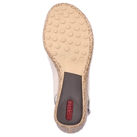 Sandalias cuña mujer cómodas piel beige Rieker 66189-60 3