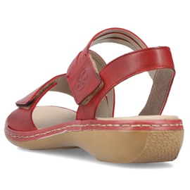 Sandalias mujer cómodas de piel con velcro, rojo, Rieker 65964-35 1