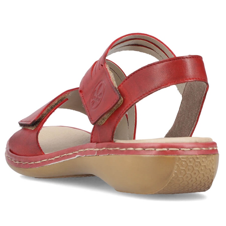 Sandalias mujer cómodas de piel con velcro, rojo, Rieker 65964-35 1