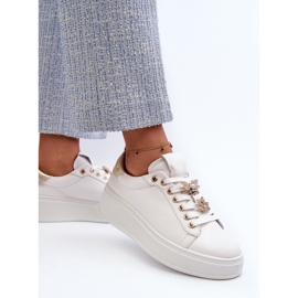 S.Barski Zapatillas Mujer De Piel Con Plataforma Con Alfileres D&amp;A SN67 Blanco 5