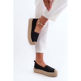 Alpargatas De Mujer De Encaje Con Plataforma Negro Elarose 6