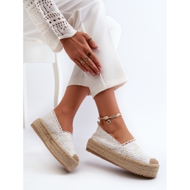 Alpargatas De Mujer De Encaje Con Plataforma Blanco Elarose 6