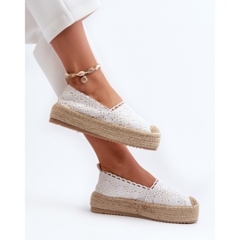 Alpargatas De Mujer De Encaje Con Plataforma Blanco Elarose 7