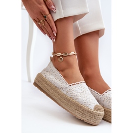 Alpargatas De Mujer De Encaje Con Plataforma Blanco Elarose 8