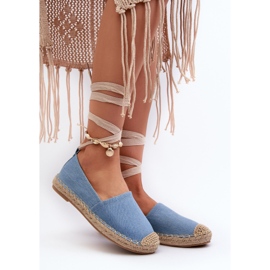 Alpargatas denim anudadas Ismanne azules 2