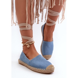 Alpargatas denim anudadas Ismanne azules 4