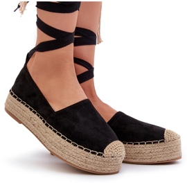 Alpargatas De Mujer Atadas A Plataforma Con Trenza, Negro Tailesse 8