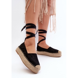Alpargatas De Mujer Atadas A Plataforma Con Trenza, Negro Tailesse 3