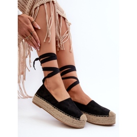 Alpargatas De Mujer Atadas A Plataforma Con Trenza, Negro Tailesse 7