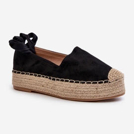 Alpargatas De Mujer Atadas A Plataforma Con Trenza, Negro Tailesse 1