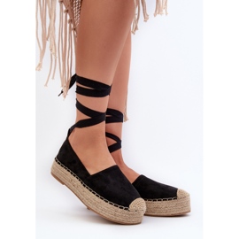 Alpargatas De Mujer Atadas A Plataforma Con Trenza, Negro Tailesse 2