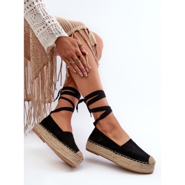 Alpargatas De Mujer Atadas A Plataforma Con Trenza, Negro Tailesse 6