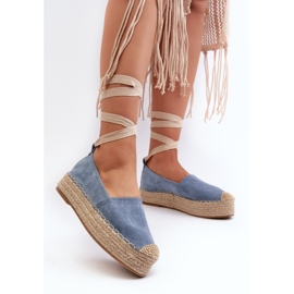 Alpargatas De Mujer Atadas A Plataforma Con Trenza, Azul Tailesse 3